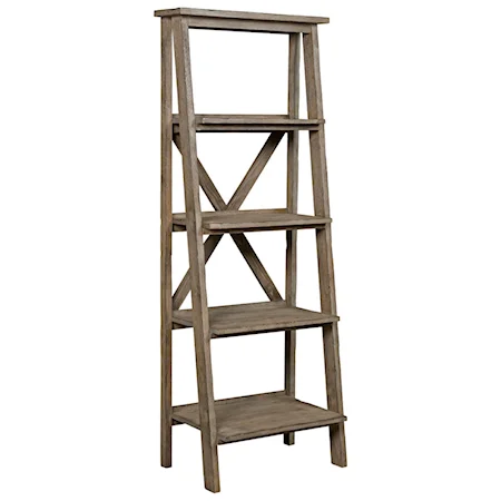 Rustic Weathered Gray Etagere Bookshelf